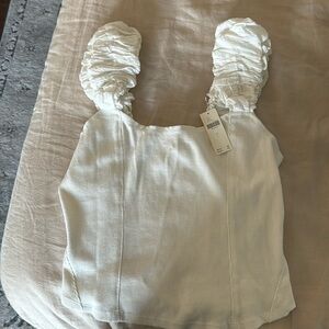 Anthropologie corset tank with ruffle sleeves